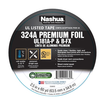 Nashua Nashua Premium 2.5 in. W X 60 yd L Silver Foil Tape 1542698